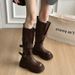 Women's Retro Oversized Thick Soled Buckle Leather Fashion Boots Autumn Winter Versatile Riding Knee High Boots_vogvips.com