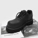 3218 Chunky Derby For Men Thick Sole Height Increasing Versatile Men's Matte Dark Commuter Trendy Casual Leather Shoes_vogvips.com