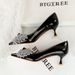 1961-H60 European And American Style Rhinestone Bow Elegant High Heels Pointed Toe Stiletto Versatile Shallow Trendy_vogvips.com