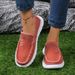 Breathable Slip-On Loafers For Men - Lightweight Canvas Casual Shoes With Comfortable Rubber Sole, Classic Plain Design For Spring & Autumn_vogvips.com