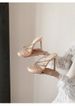 Summer Classy Nude Rhinestone Cross Strap Sandals Women's Date Gentle Style With Skirt Elegant High Heels_vogvips.com