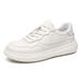 Men's Genuine Leather White Sneakers Breathable Top Layer Cowhide Casual Board Shoes Fashion Comfortable Lightweight Daily Wear_vogvips.com