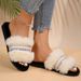 Bling Weave Pattern Fur Slippers Women 2025 Mix Color Faux Fur Plush Slides Woman Slip On House Flats Cotton Slippers Mu_vogvips.com