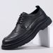 Euro Step Men's Leather Casual Shoes Autumn Brogue Carved Thick Sole British Style Business Formal Trendy Lace-up_vogvips.com