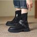 ShoeVault Martin For Women 2024 New Autumn Winter Chunky British Style Motorcycle Mid Heel Belt Buckle Short Women's Boots_vogvips.com