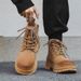 Martin Boots Men's Retro Tooling Boots Locomotive Short Boots Thick-soled Heightening Rhubarb Boots_vogvips.com