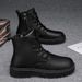 Men's Slip-Resistant Waterproof High-Top Leather Boots For Kitchen Work, Casual Wear & Outdoor Activities - Durable PU Upper With Rubber Sole_vogvips.com
