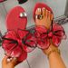 Fashion Mesh Bowknot Flat Heel Women Rhinestone Decor Clip Toe Beach Slippers Woman Plus Size 42 Backless Sandals Female_vogvips.com
