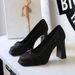 9989 European And American Style Waterproof Platform Bow Super High Thick Heels Women's Square Toe Elegant Shallow Mouth_vogvips.com