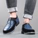New Round Head Casual Leather Korean Edition Youth Lace up Trendy Breathable Single Large Men's Shoes_vogvips.com