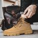 Martin Boots Men's High-top Tooling Boots Leather Retro Style Big Yellow Boots Can't Be Kicked Badly_vogvips.com