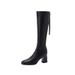 Black Long For Women, Chunky Slim Boots, 2025 New Autumn And Winter Leather Sexy Non-Slip High Heel Riding Boots_vogvips.com
