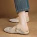 French Style 2025 Summer New Hollowed Out Woven Round Toe Flat Sole Single Shoe With A Straight Strap And Low Heel Mary_vogvips.com