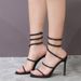 Fashion Summer Snake Twine Around Crystal Women Luxury Rhinestones Thin High Heels Gladiator Sandals Party Prom Shoes_vogvips.com