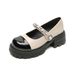 French Platform Mary Jane Shoes Women's Light Mouth One-word Color Matching College Style Small Leather Shoes_vogvips.com
