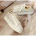 Whaleup Women's Lace Embroidered Shoes Hollow Mesh, Height-increasing, Breathable, Sporty Casual White Sneakers With Laces And_vogvips.com