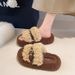 Thick-Soled Furry Women, Outdoor Wear, 2025 Autumn And Winter New Korean Style Comfortable Slippers, One-Strap Cotton_vogvips.com