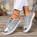 Fashionable Womens Rose Gold Glitter Low Top Sneakers With Metallic Toe Cap_vogvips.com