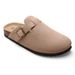 KIDMI Slippers For Women Cork Footbed Beach Outdoor Suede Clogs With Adjustable Buckle Men Sandals_vogvips.com