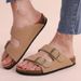 CRACOMIN New Summer Women's Slippers With Arch Support Slip-On Outdoor Slides Cork Footbed Sandals With Adjustable Double Buckle_vogvips.com