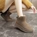 Women's High-Top Winter Boots With Fleece Lining - Non-Slip Rubber Sole, Breathable PU Upper, Casual Snow Shoes For Cold Weather_vogvips.com