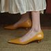 Super Comfortable~ Genuine Leather Versatile Low-heel Work High-heeled New Spring-summer Style, Thin Heel, Pointed Toe,_vogvips.com