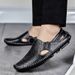 Men's Fashion Shoes For Foreign Trade, Summer Breathable Hollow Casual Leather Shoes, Slip-On Loafers, Driving Sandals_vogvips.com