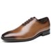 Men’s Gradient Burnished Plain Oxford Dress Shoes, Polished Leather Formal Wedding Business Shoes_vogvips.com