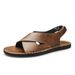 Hot Selling Sandals Summer Plus Size 48 New Made Of Genuine Leather, Men's Breathable Open Toe Outdoor Beach Shoes_vogvips.com