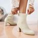 Women's Stretchy Slim Knitted Ankle Boots Spring Autumn New Style Chunky Heel Square Toe Martin Boots Popular High Heels_vogvips.com