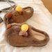 Cute Capybara Cotton For Women Winter Indoor Home Plush Warm Closed-Toe Non-Slip Thick Sole Outdoor Slippers_vogvips.com