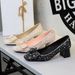 701-H99 Women's Mid-Heel Chunky Heel Pumps, Versatile Shallow Sequin Rhinestone Bow Dress Wedding Shoes High Heels_vogvips.com