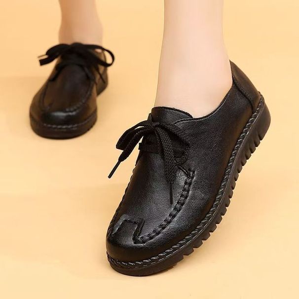 Work Shoes Leather Shoes Women's Work Black Single Shoes Non-slip Soft Sole Waterproof And Oil-proof Women's Shoes_vogvips.com