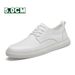 Inner Height Increase Men's Casual Single Shoes Beef Tendon Sole Leather Round Head Shallow Mouth White Shoes_vogvips.com
