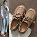Lace-up Small Leather Shoes For Women British Style Retro Loafer Shoes For Women Spring And Autumn Thick Soled Soft Soled Bean Shoes Leather Casual_vogvips.com
