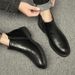 Medium Top Leather Shoes Chelsea Boots Men's Leather Side Zipper Wind Leather Boots High Top Tooling Martin Boots_vogvips.com