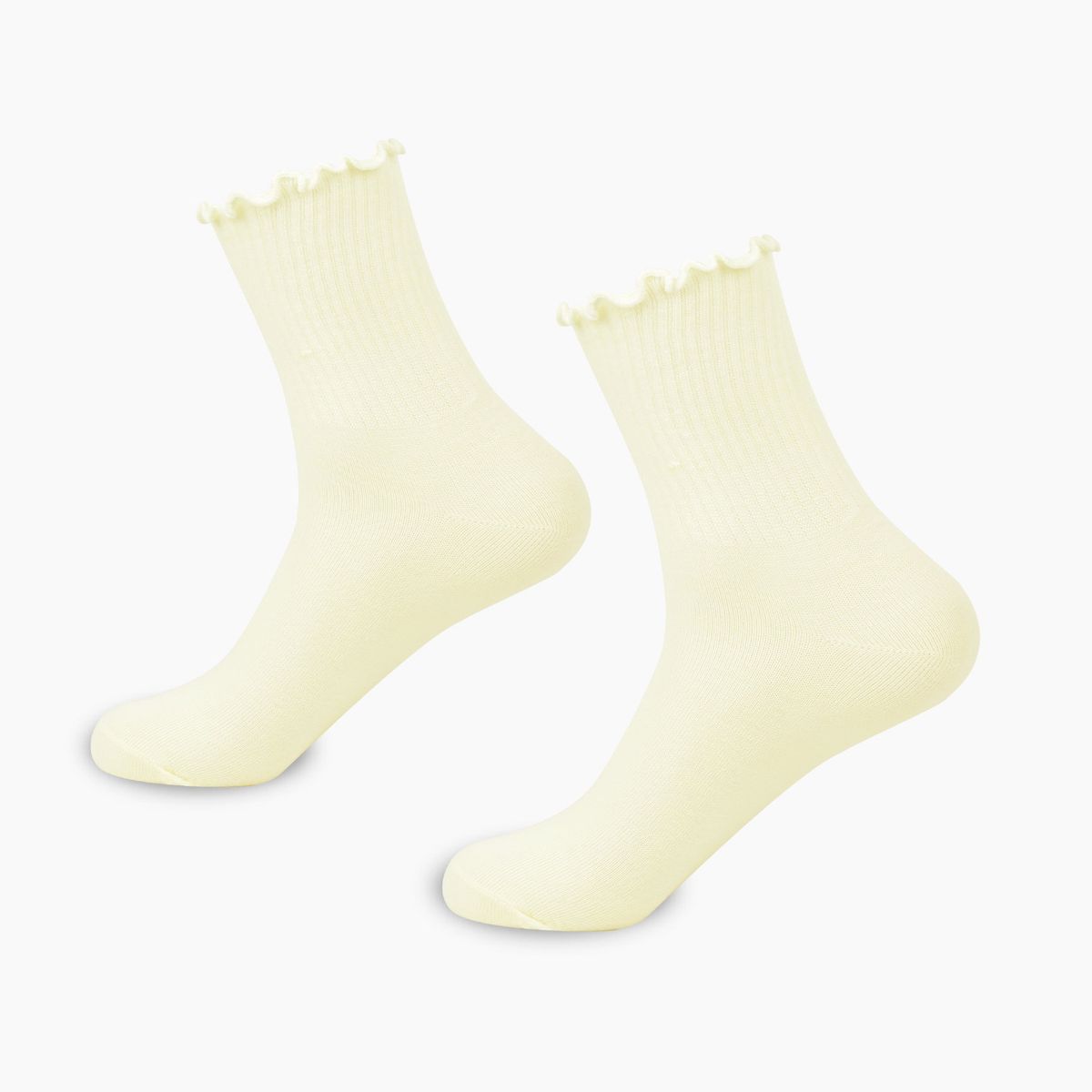 Spring and summer thin white wood ear edge pile socks Japanese JK socks women's Lolita Mary Jane shoes lace mid tube socks_vogvips.com