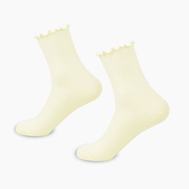 Spring and summer thin white wood ear edge pile socks Japanese JK socks women's Lolita Mary Jane shoes lace mid tube socks_vogvips.com