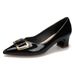 2025 Spring New Mid-Heel Women's Single Thick Heel High Heels Patent Leather Red Wedding Pointed Toe Shallow Mouth_vogvips.com