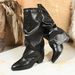 Women's Shoes Pleated High Heeled Fashion Boots 2025 Autumn New Thick Heel Large Size High Leg Trouser Boots Women Wish_vogvips.com