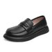 Leather Soft Sole Casual Slip-On Loafers For Women 2023 Spring Round Toe Flat Plus Size Women's Shoes_vogvips.com