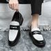 Suitable For All Seasons Loafers Color Block Large Size Business Casual Leather Shoes Slip-On 38-46 Nightclub Hairstylist Pointed Toe_vogvips.com