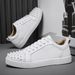 European Style Men's CL Black Red Sole Studded Casual Simple Social Youth Sneakers Fashion Trend Leather Shoes_vogvips.com