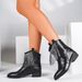 Elegant Rhinestone Fringe Boots For Women - Pointed Toe Chunky Heel Mid Calf Boots With Sparkling Accents_vogvips.com