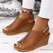 Summer New European And American Style Hollow-out Lightweight Velcro Sandals Women's Plus Size Wedge Sandals_vogvips.com