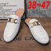 Brand Designer Mens Casual Diamond Leather Luxury Business Italian 38~47 Men Half Shoes Drop Ship Mules Man Black Slides_vogvips.com