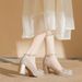 Women's Shoes Waterproof Platform High Heels Women's Thick Heels Square Head Bridal Shoes Rhinestones Temperament Wedding Shoes Rhinestones_vogvips.com