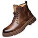 European Warm Series Martin Simple Texture High-top Casual Thick-soled Outdoor Work Boots Versatile Fashion Trend Men's Shoes_vogvips.com