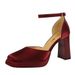 Waterproof Table Hollow Thick Heel With Sandals High Heel Thick Sole Satin Square Head High Heels_vogvips.com