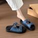plus Size Women's Platform Sandals Summer Denim Outerwear Velcro Print Beach Slip-On Shoes_vogvips.com